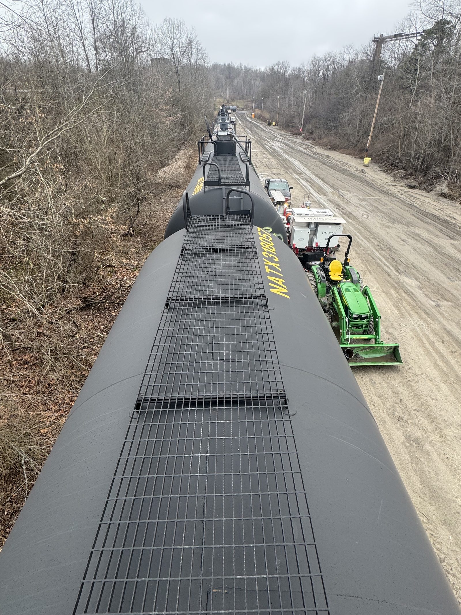 Wide view of the rail spur and loading track at our flagship terminal